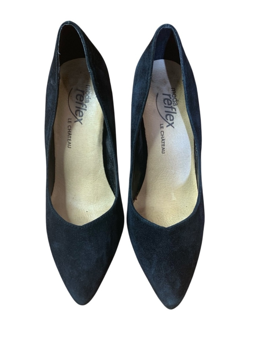 Le Château Moda Reflex Black Faux Suede Pointed Toe Pumps | Size 7M